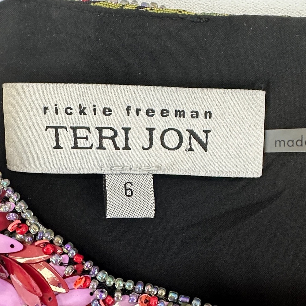 Teri Jon by Rickie Freeman Embellished Floral Jacquard Sleeveless Midi Dress 6 - Picture 3 of 11